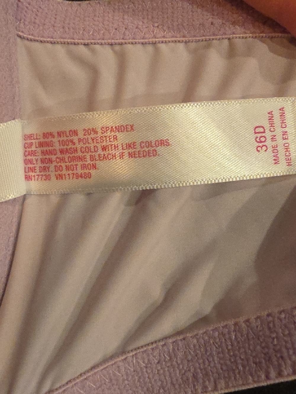 2/$25 xhilaration Lavender Front-Closure Racerback T-Shirt Bra. Size 36D - Picture 4 of 4